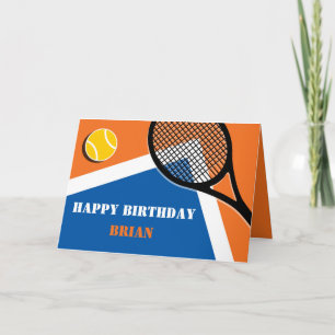 Orange - terrain de tennis bleu carte personnalisa
