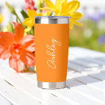 Orange Texte manuscrit Élégant Bouteille d'eau<br><div class="desc">Bouteille d'eau Orange Elegant avec option pour ajouter un nom avec un texte de calligraphie magnifique. D'autres produits avec ce design sont dans la collection ci-dessous.</div>