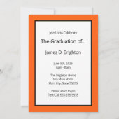 Orange Thématique Photo Graduation Invitation (Dos)