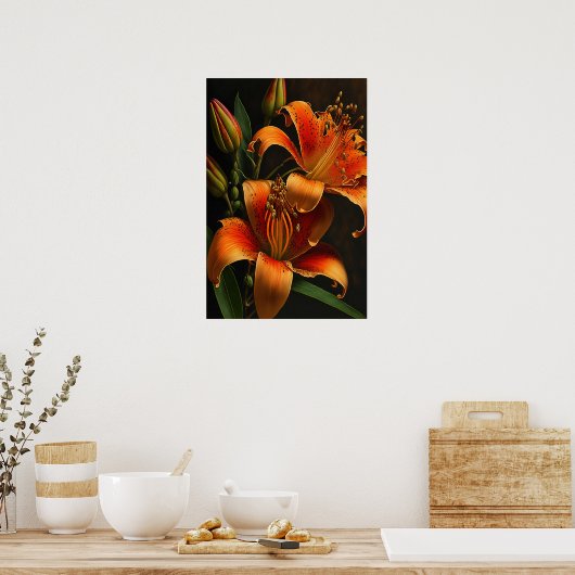 Orange Tiger Lily Fleurs Art Imprimer Poster (Cuisine)