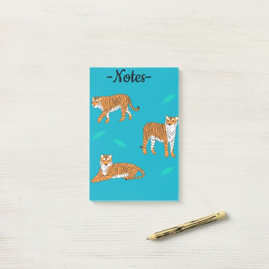 Orange Tigers Post-it® Notes (Op bureau)