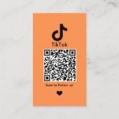 Orange TikTok Social Media QR Code Carte de visite (Dos)