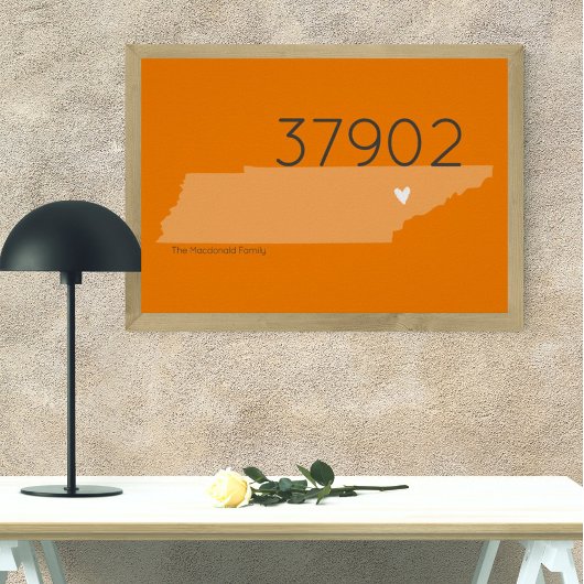 Orange TN Code zip Tennessee Poster en gros plan d
