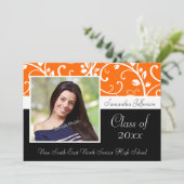 Orange Tourbillonnant Vine photo Faire-part de gra (Debout devant)
