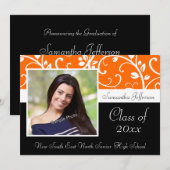 Orange Tourbillonnant Vine photo Faire-part de gra (Devant / Derrière)