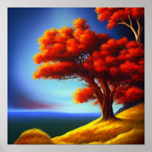 Orange Tree sur une affiche à côté de la falaise