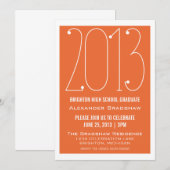 Orange Trendy 2013 Graduation Invitation (Devant / Derrière)