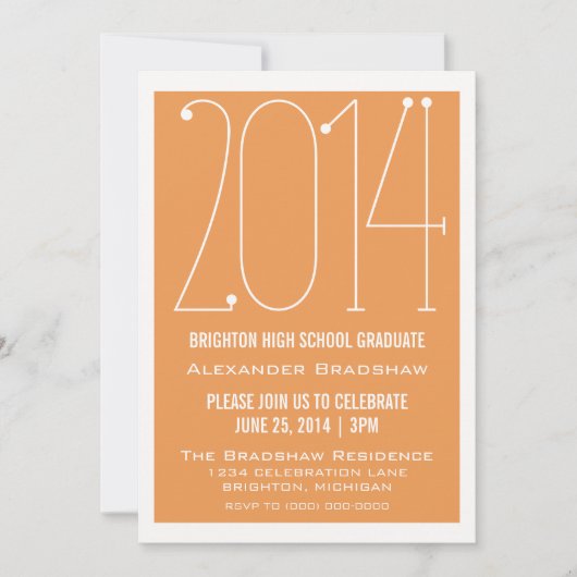 Orange Trendy 2014 Graduation Invitation (Devant)