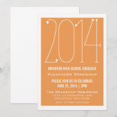 Orange Trendy 2014 Graduation Invitation (Devant / Derrière)