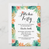 Orange Tropical 40th Birthday Invitation (Devant)