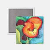 Orange tropical coloré Canna fleurs de lys magnets (Recto/Verso)