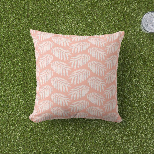 Orange Tropical Feuilles Lance Oreiller (Herbe)