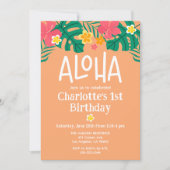 Orange tropical Luau Aloha Invitation Anniversaire (Devant)