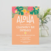 Orange tropical Luau Aloha Invitation Anniversaire (Debout devant)