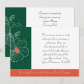 Orange tropicale et Faire-part de mariage verte (Devant / Derrière)