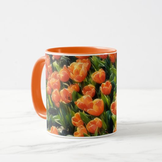Orange Tulip Flower Garden Art Mug Cup (Devant gauche)