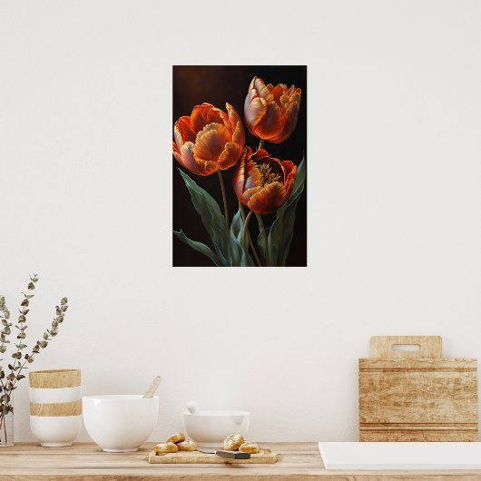 Orange Tulips Flower Art Imprimer Poster (Cuisine)
