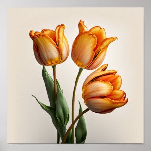 Orange Tulips Flower Art Imprimer Poster