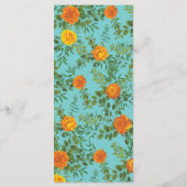 Orange & Turquoise Aqua Peony & Mariage Rose Menu (Dos)