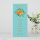 Orange Turquoise Aqua Peony Programmes de mariage (Debout devant)