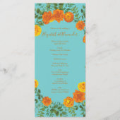 Orange Turquoise Aqua Peony Programmes de mariage  (Devant)