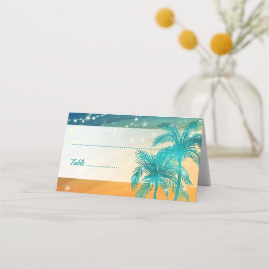 Orange Turquoise Bleu Mariage Palm Tree Cartes de (Devant)