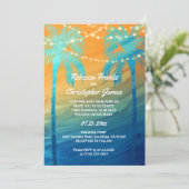 Orange Turquoise Bleu Tropical Mariage Invitations (Debout devant)
