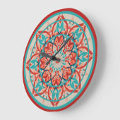 Orange & Turquoise Boho Mandala Large Clock Grote Klok (Hoek)