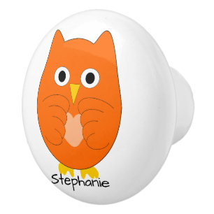 Orange Uil Design Gepersonaliseerd Keramische Knop