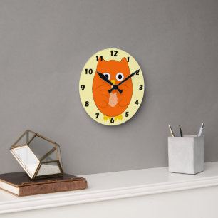 Orange Uil Design Ronde Klok