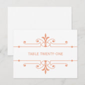 Orange v2 Fancy Ornamo Numéro de table Carte posta (Devant / Derrière)