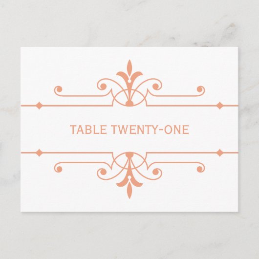 Orange v2 Fancy Ornamo Numéro de table Carte posta (Devant)