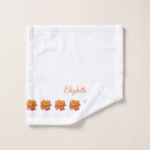 Orange Varigé Rose Photo sur Blanc Orange Nom (Gant de toilette)