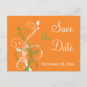 Orange vert blanc floral Enregistrer la date Carte (Devant)