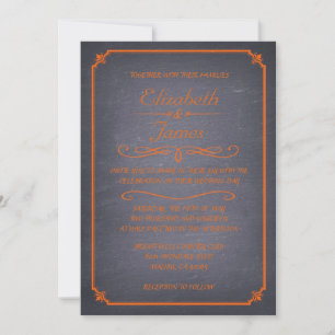 Orange Vintage Chalkboard Invitations de mariage