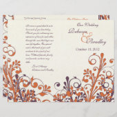 Orange violet Abstrait automne programme de mariag (Devant / Derrière)