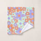 Orange violet bleu rétro Y2K les années 70 Fleur M (Gant de toilette)