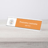 Orange Votre Logo Bureau Moderne Nom Plaque (Devant)