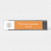 Orange Votre Logo Bureau Moderne Nom Plaque (Devant)