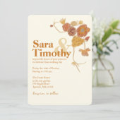 Orange Watercolor fleurs invitations de mariage (Debout devant)
