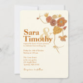 Orange Watercolor fleurs invitations de mariage (Devant)