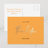 Orange Wedding Thank You Cards Elegant Script Briefkaart (Voorkant / Achterkant)