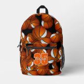 orange white basketballs pattern w jersey number bedrukte rugzak (Voorkant)