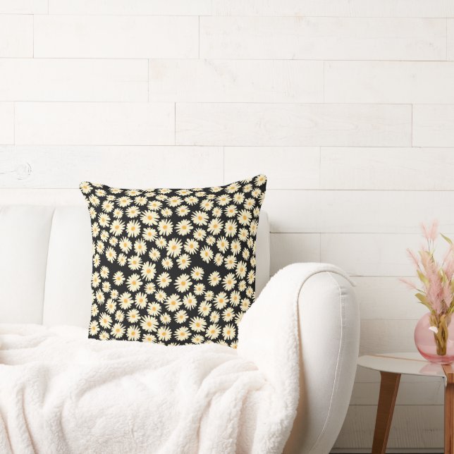 Orange white black daisy flower pattern kussen (Bank)