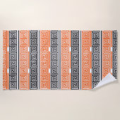 Orange White Black Greek Key Fret Pattern Design  Strandlaken (Voorkant)