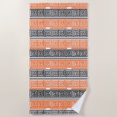 Orange White Black Greek Key Fret Pattern Design  Strandlaken (Voorkant)