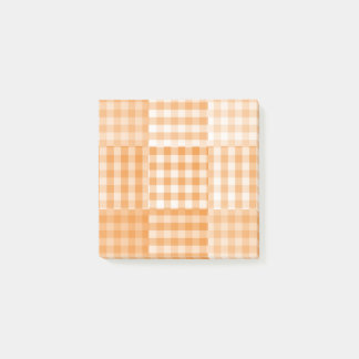 Orange White Checker Patchwork Pattern Post-it® Notes