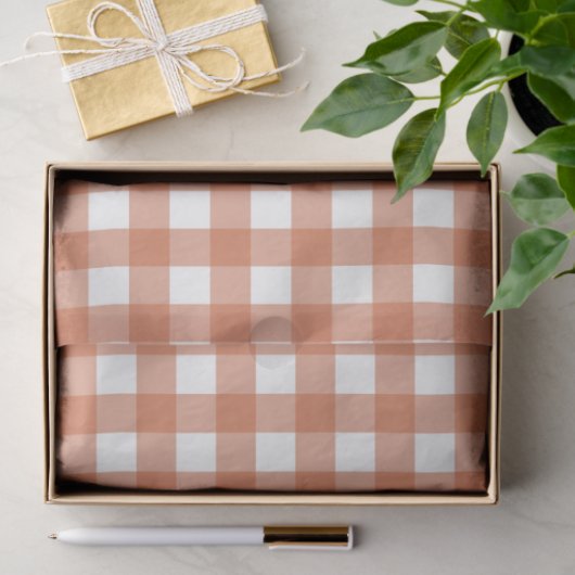 Orange & White Checkered Tissue Paper Tissuepapier (Geschenk)