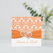 Orange White Damask Couples Shower Invitation (Debout devant)