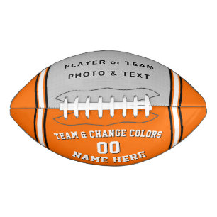 Orange & White Football with Photo, Personalized